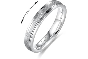 LOFITOR 925 Sterling Silver Fidget Ring for Women Anxiety Ring 4mm Plain Silver Thumb Ring Spinner Ring for Men Stress Relief Anti-anxiety Rings