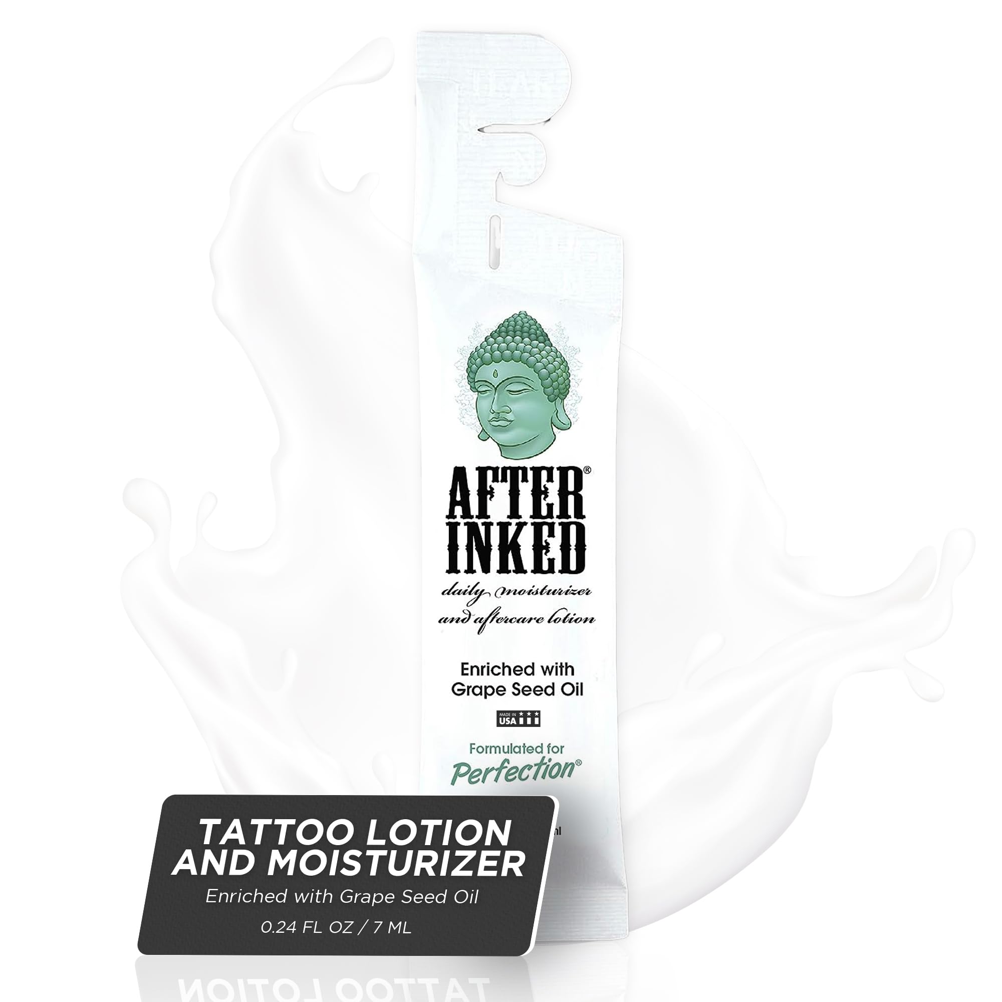 Vegan Tattoo Aftercare Lotion by After Inked. Best for new tattoos, Permanent Make Up, Micropigmentation, Microblading and Laser Removal - 7ml Sachet
