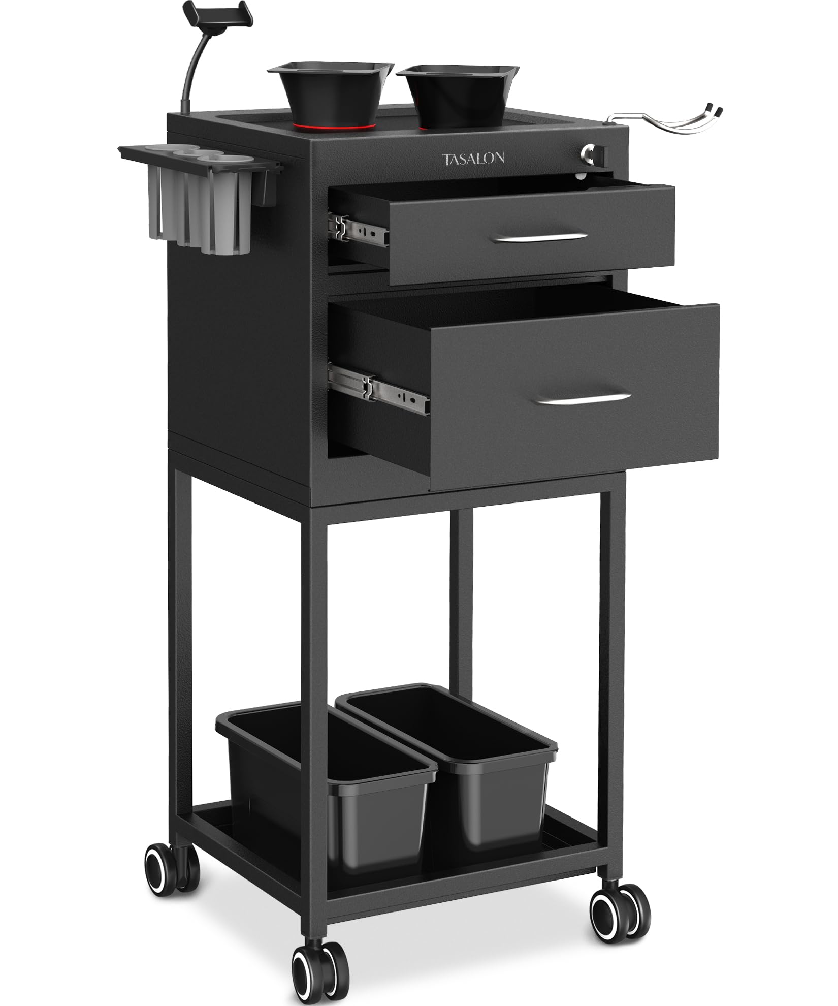 Photo 1 of (major damage)(sold for parts) TASALON Salon Trolley Cart with Wheels, 2 Magnetic Bowls & Drawers | Mobile Hair Stylist Station for Tools Storage