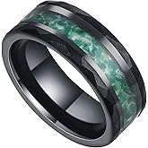 IRROYA Hammered 8mm Black Gold Plated Tungsten Mens Wedding Bands Ring with Amethyst/Moss Agate/Emerald/Citrine/Aquamarine Option, Gothic Birthstone Tungsten Carbide Unique Daily Wear Promise Rings for Him Size 7-14