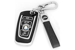 HAOYOUMEI Suitable For BMW Key.Advanced soft TPU key case is compatible with 1 X1 X3 2 X4 4 X5 5 X6 M5 M6 6 7 F20 3 GT3 GT5 key 360 Degree full protection key (Type A Black Key Cover + key chain set)