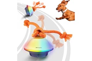 Xeuch Smart Interactive Dog Toys, Automatic Moving and Rolling Dogs Ball with Rope, Motion-Activated Squeaky Ball for Small Medium Dogs for Boredom, RGB Lights, Stimulating Sound, Voice Recording