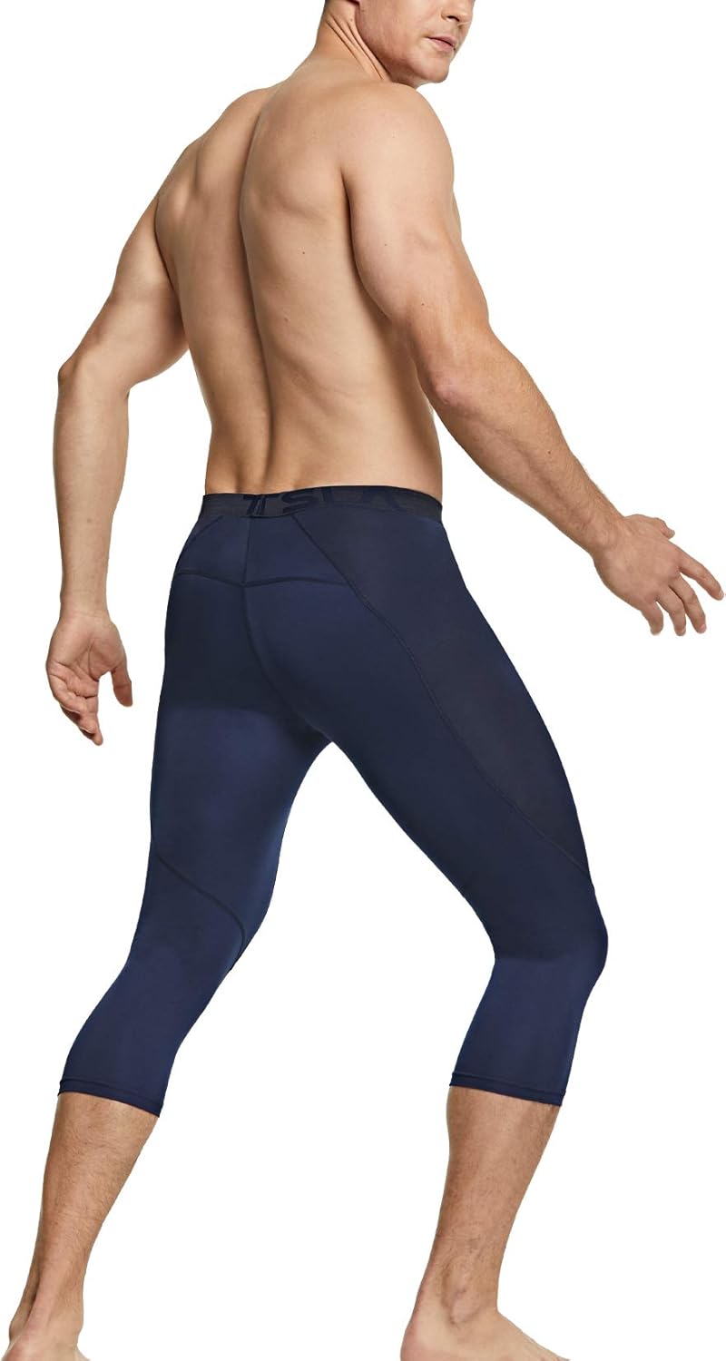 Compression 3/4 Capri Pants Baselayer Cool Dry Sports Running Yoga