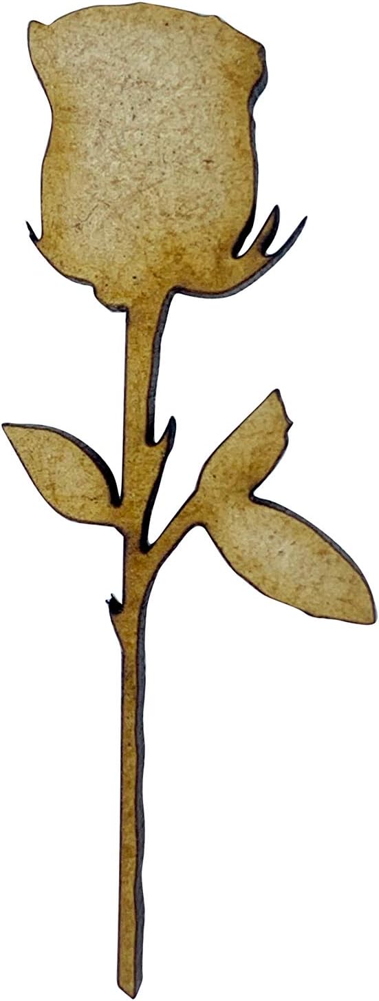 The Crafty Cow 16x Rose Plant Flower 5cm Wood Craft Embelishments Laser Cut Shape MDF