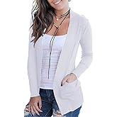 VOIANLIMO Women's Open Front Casual Long Sleeve Knit Classic Sweaters Cardigan with Pockets