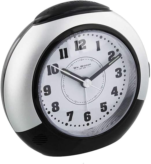 Black & Silver Alarm Clock with Silent Sweep No Ticking Feature plus