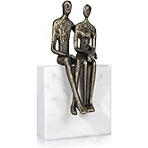 saiguomi Gifts for Him Her, Marble and Together Iron Sculpture, Wedding Anniversary Couples Gift for Couple/Her, Valentines Day Gifts for Wife Husband Birthday, Romantic Couple Statue