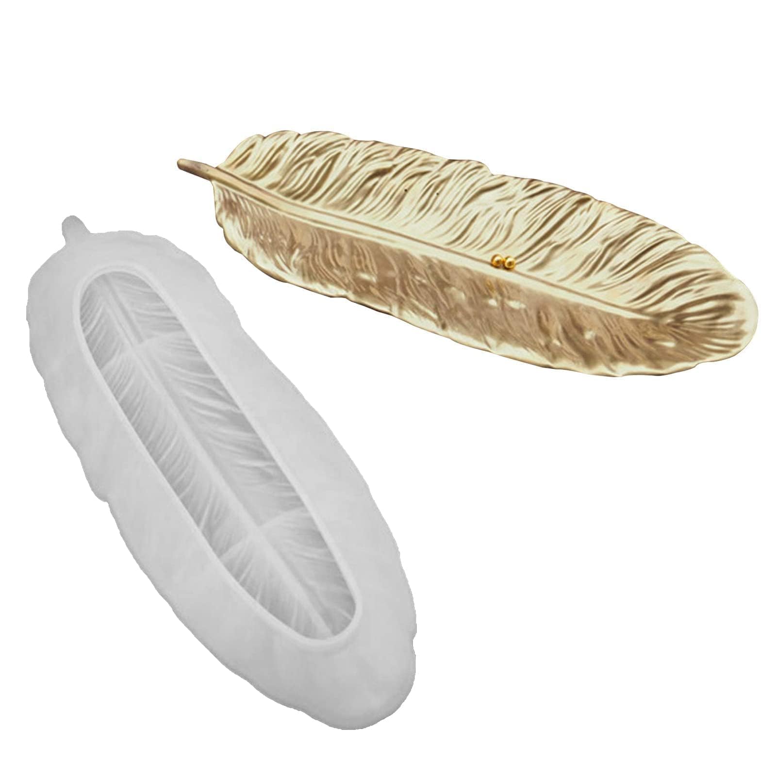 Resin Tray Mold Feather Silicone Resin Bookmark Moulds Bookmark Mold 3.5x9.4inch DIY Jewelry Storage Dish Plate Ring Holder Dish Coaster Making Tray Mould