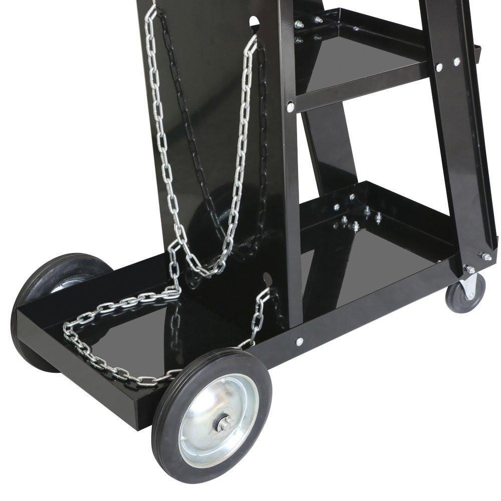 Load Yaheetech Black Welding Cart Welder Trolley for Tanks Gas Bottles