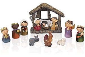 Ovewios Mini Nativity Sets for Christmas Indoor, Little People Nativity Set for Tabletop, Mini Nativity Scene Sunday School Crafts Decorations for Classroom Religious Christmas Ornaments