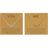 Mikovivi 2pcs Friendship Necklace for 2, Interlocking Paperclip Geometric Pendant Infinity Necklace with Gift Card Elegant Best Friend Matching Jewelry for Sisters Couples (Silver & Gold)