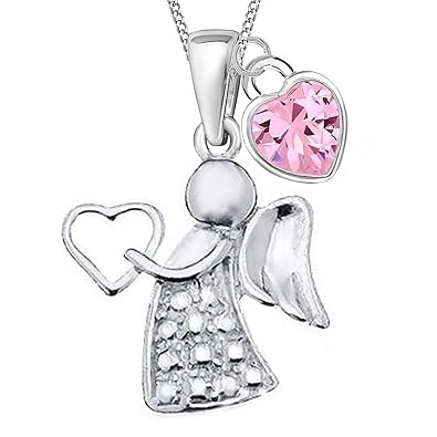 Herz Zirkonia Schutzengel Anhänger + 40cm Kette 925 Echt Silber Kinder Mädchen Engel Taufe