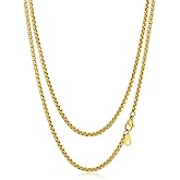 Suplight Rope Chain for Men 2/3mm Stainless Steel/Black/Gold Box Chains Necklace for Men Women, 16-32 inch Hip Hop Snake/Wheat Chain Choker Necklace, Send Gift Box