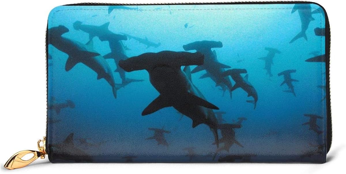 Baby Hammerhead Sharks Leather Clutch Waterproof Card Holder With Zipper Large Capacity Wristlet Wallet Durable Envelope Clutch Portable Purse Daily Using