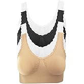 4 Pack Women's Seamless Wireless Lace Edge Trim Unpadded Comfort Bra