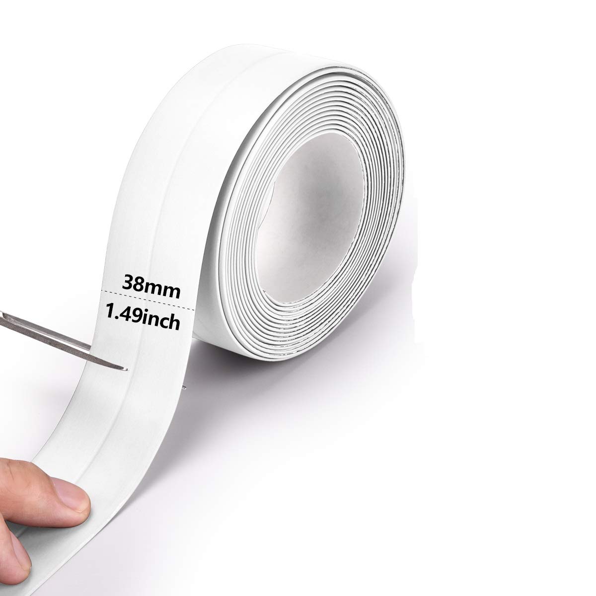 Bath Sealant Caulk Strip White Silicone Sealant Kitchen Waterproof Adhesive Tape PVC Water Resistant Anti Mould Sealing Tape for Bathroom Kitchen Toilet Wall Corner Window Sill 38MM X 3.2M White