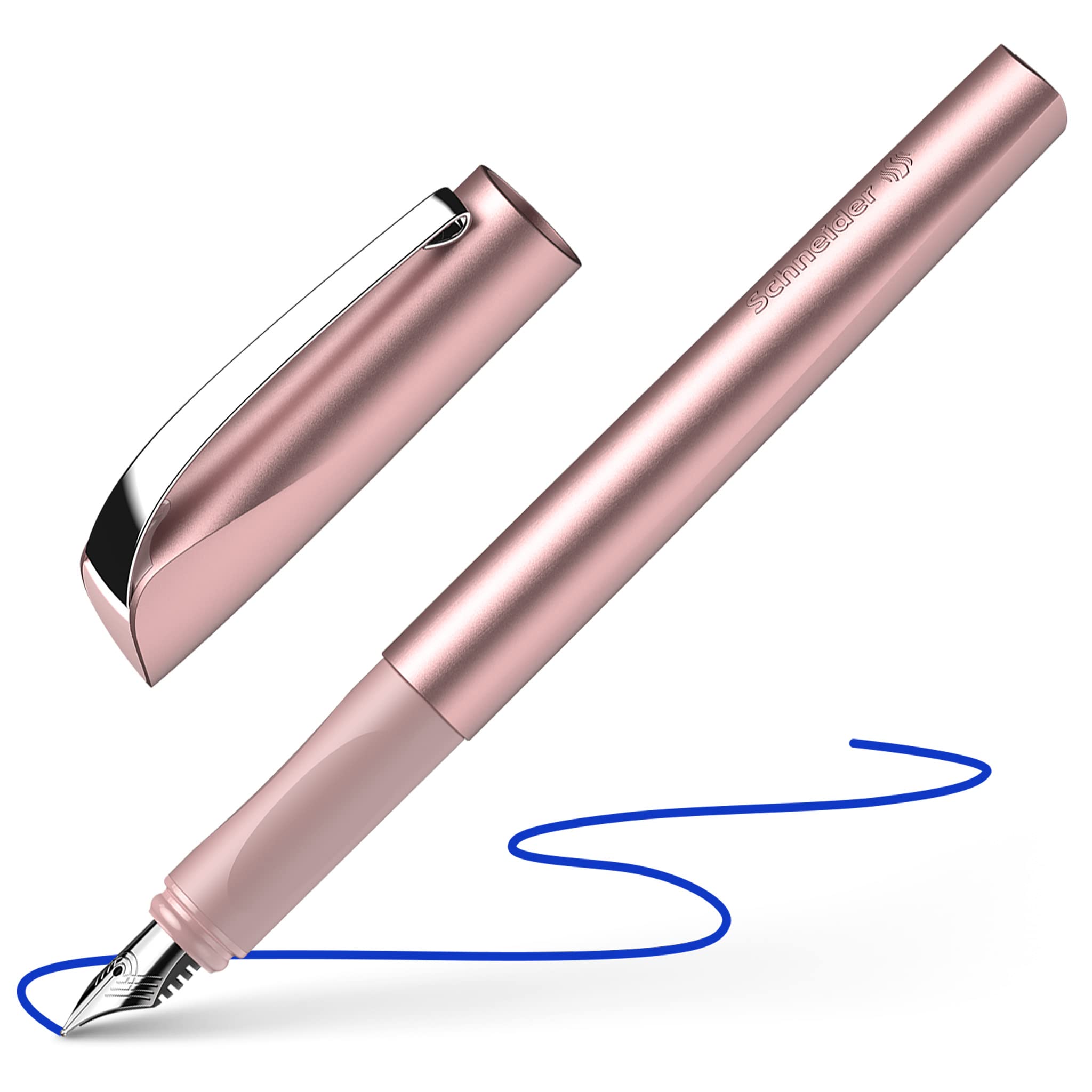 Schneider Ceod Shiny Fountain Pen (Right- and Left-Handed, M Nib, incl. Ink cartridge royal blue) powder pink — image 1