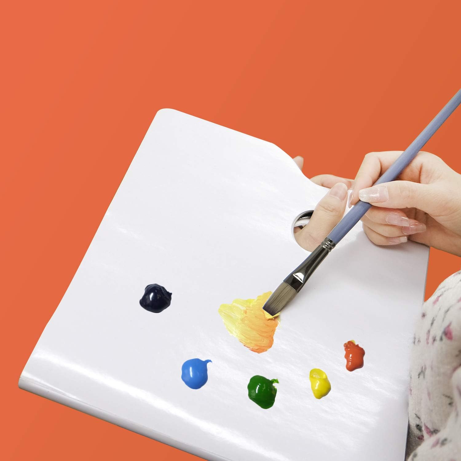 MEEDEN Disposable Palette Painting Pad, 4 Pack 20 Sheets 9x12 Inches, 54lb / 80GSM Bleed-Proof Paint Palette with Thumb Hole, Non-Acid Paper for Acrylic, Oil, Gouache and Tempera