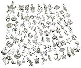 Pack of 100 Mixed DIY Antique Ocean Fish & Sea Creatures Pendants Charms for Crafting,Bracelet Necklace Jewelry Findings Jewelry Making Accessory