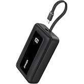 Anker Zolo Power Bank,20,000mAh 30W Portable Charger with Built-in USB-C | High-Speed Charging for iPhone 17 / 16 / 15 Series