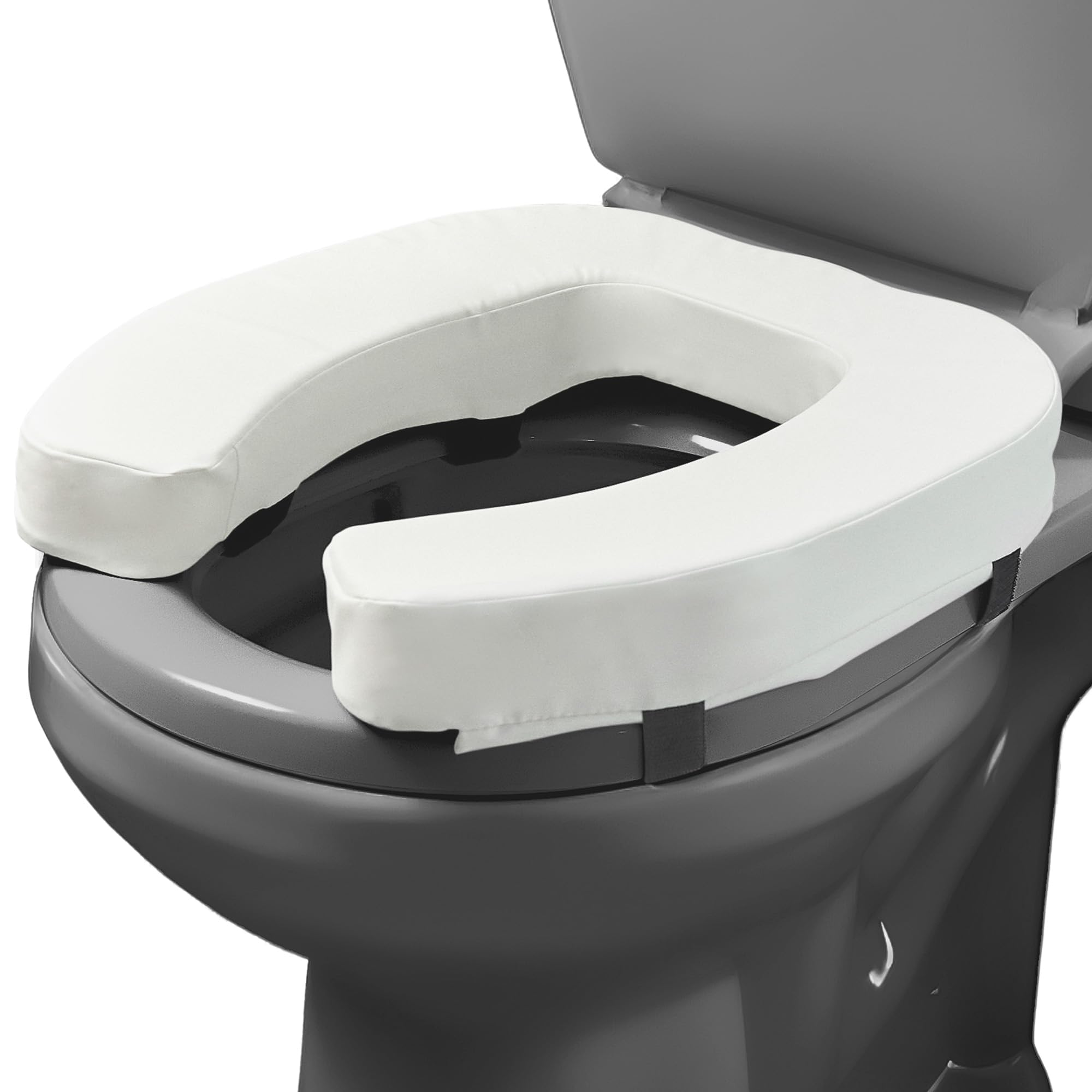 Photo 1 of Lunderg Padded Toilet Seat Riser for Seniors - Adds 2 inches. Universal Fit - FIRM Raised Toilet Seat Cushion with High-Density Foam for Enhanced Comfort & Elevation. Post-Surgery Must have (White)