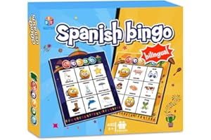 EDUMAETRIX Spanish English Bilingual Bingo with Challenging Cards Vocabulary Language-Learning Educational Reading Games for Kids Ages 5+
