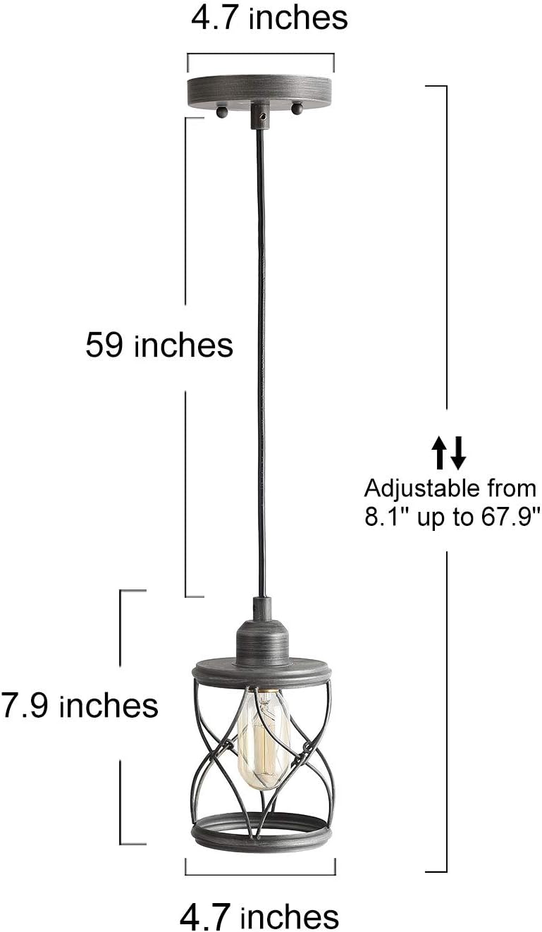 LALUZ Industrial Mini Pendant Lighting for Farmhouse Kitchen Island Foyer Hanging Fixture, 4.75 Inches, Silver Brushed - - 