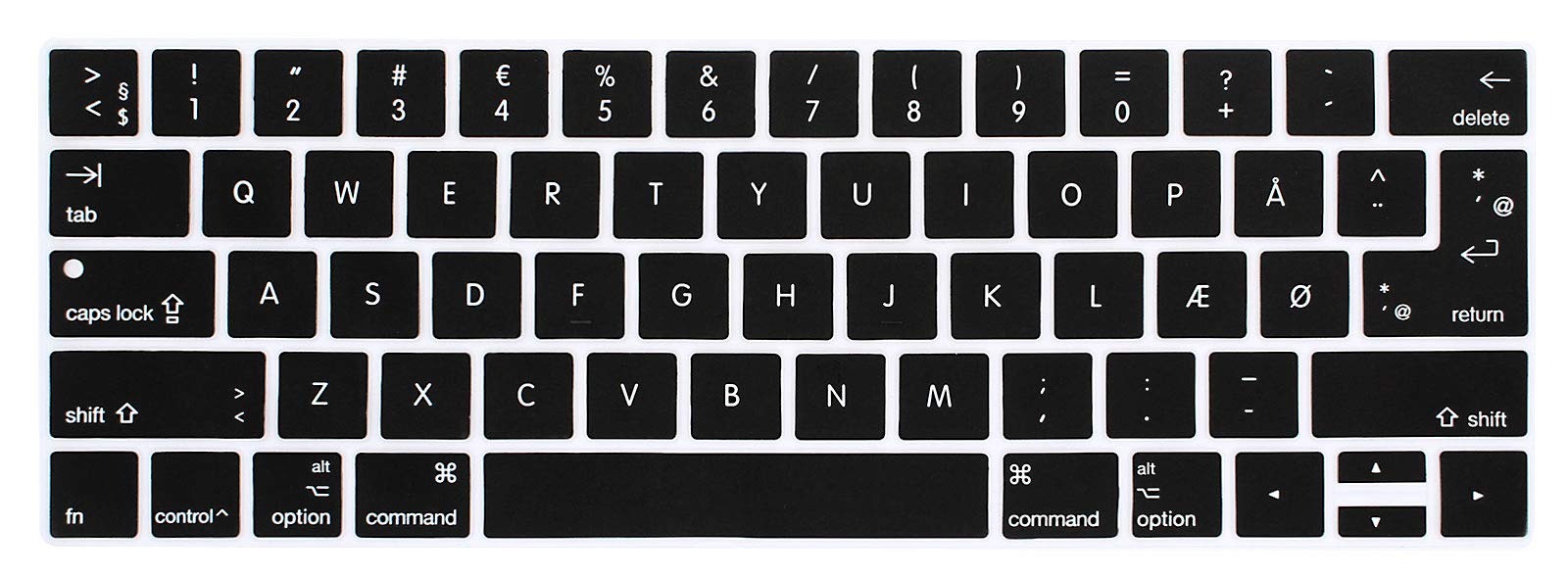 MMDW Danish Language Keyboard Cover for MacBook Pro 13 15 inch 2019 2018 2017 2016 with Touch Bar&Touch ID Model:A2159 A1989 A1706/A1990 A1707,USA and European Version