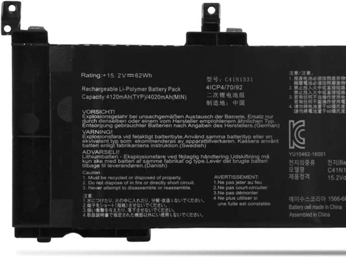 ASKC 15.2V 62Wh C41N1531 Laptop Battery for Asus ROG Strix GL502VY GL502VY-1A GL502VY-DS71 DS74 GL502VS GL502VS-1A GL502VS-1E GL502VS-DB71 GL502VS-FY032T GL502VY-FY023T Notebook 0B200-01940100 - Image 3