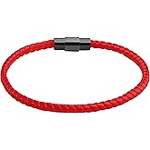 HAQUIL Red Lucky Paracord Bracelet | Durable Unisex Braided Cord with Stainless Steel Closure