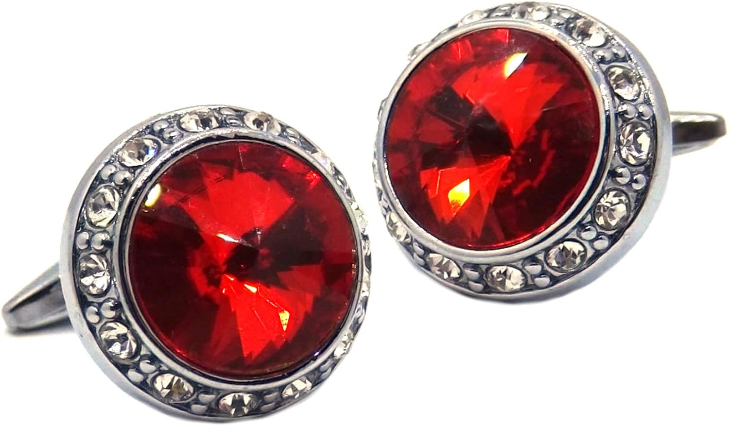 Cufflinks Direct Large Cufflinks with Ruby Red Swarovski Crystals Mens