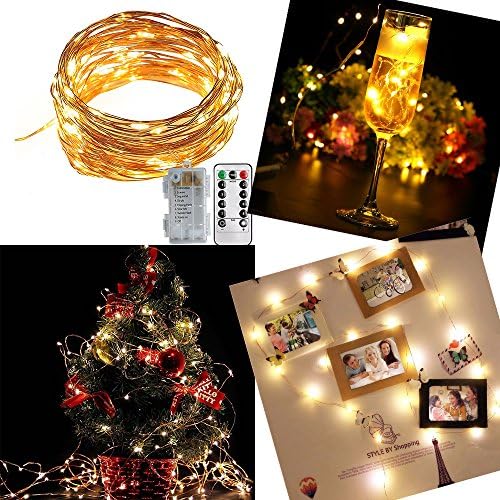 2 Set Fairy String Lights Battery Operated Waterproof 8 Modes with Remote Control for Bedroom Wedding Halloween Christmas Decoration (Warm White)