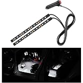 Yourkar Car LED Strip Light, 24 LED Interior Under Dash Atmosphere Lights with Cigarette Lighter, Vehicle Decor Lamp Ambient Night Light Strip Lighting, Universal Car Accessories (White)