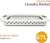 Denny International 67L Large Folding Laundry Basket White Grey Rectangular view 5