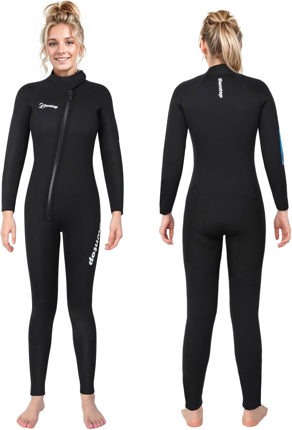 Owntop Wetsuit 5mm Women Zip Front Full Length GBS Seams Black XL