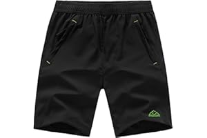 TBMPOY Men's Hiking Shorts Quick Dry Athletic Gym Workout Short with Zipper Pockets
