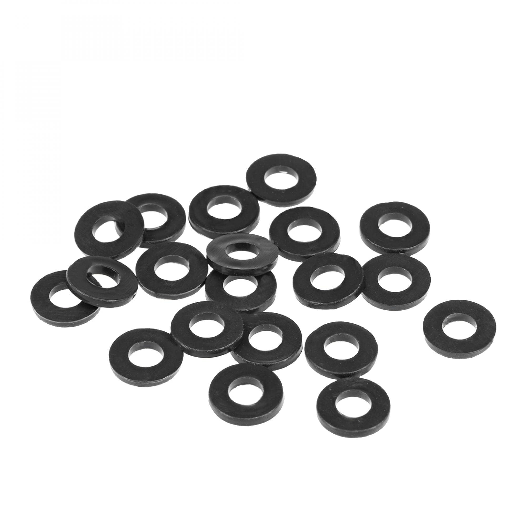TOP-VIGOR 20Pcs Rubber Flat Washers, 9mm OD 4mm ID 1.2mm Thickness Heavy Duty Black Rubber Grommet Vibration Damping Pads Sealing Gasket Washers for Faucet Pipe Water Hose Fastener Bolt