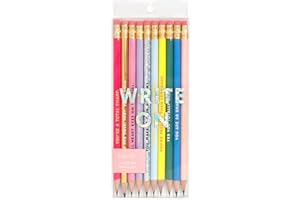 ban.do Write On Colorful Pencil Set of 10, Pre-Sharpened #2 School/Office Graphite Pencils for Adults, Compliment/Sayings Pencils for Girls, Compliments