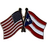 USA and Puerto Rico Flag Die-struck Metal Friendship Lapel Pin with Butterfly Clasp Closure