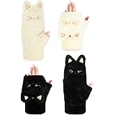 SATINIOR 2 Pairs Winter Gloves for Women Thick Warm Soft Plush Convertible Flip Top Mittens Full Finger Gloves for Girls
