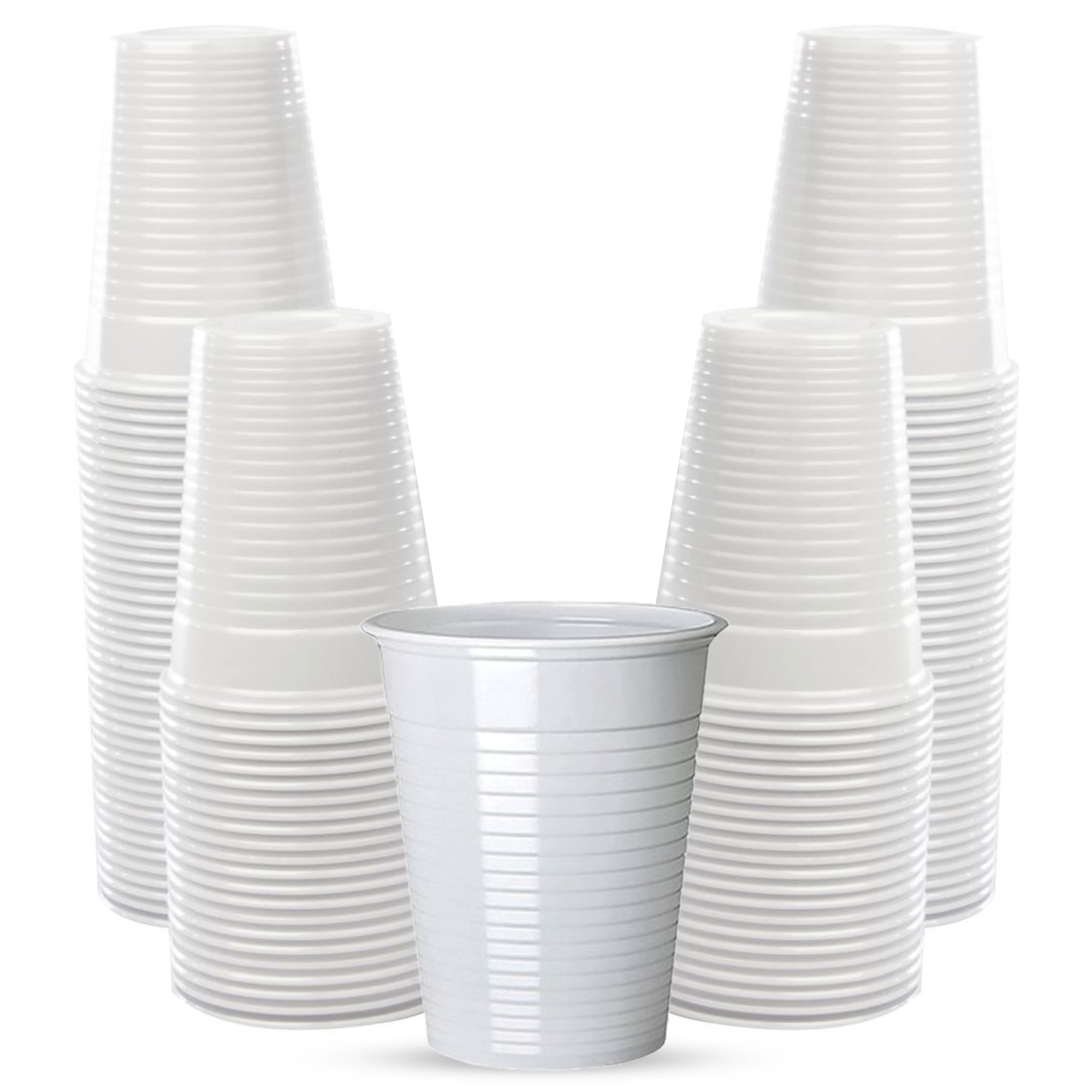 CHEF ROYALE 7oz White Plastic Drinking Cups - 50 Pieces Recyclable BPA Free Eco-Friendly for Halloween, Easter, Christmas, Birthdays, Wedding