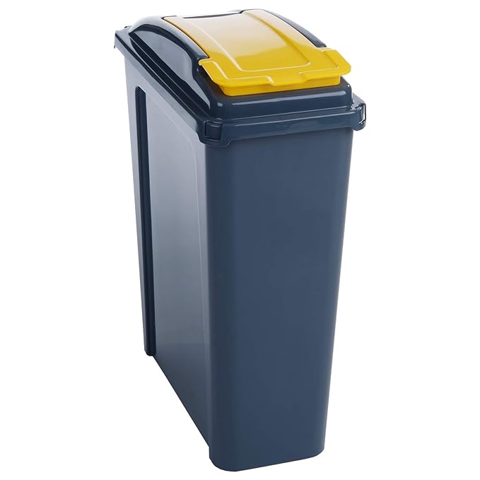 AMOS 25 Litre Recycling Bin Slim Waste Sorting Plastic Container with