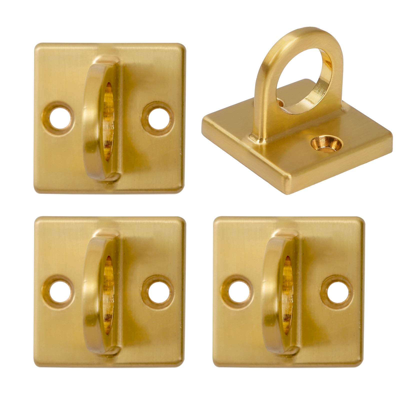 Photo 1 of Wall Screw Mount Crowd Control Stanchions Safety barriers Hanging Circle Hook for Twisted Barrier Velvet VIP Rope (1.5x1.5(Square OD) x0.78(Ring ID) in, Gold, 4)