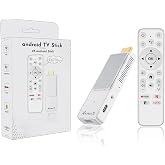 Android TV Stick 14.0, 2025 4K TV Stick 2GB RAM 16GB ROM Ultra HD RK3518 CPU Supports 2.4G/5G Wi-Fi Bluetooth 5.0 USB HDR10 with Bluetooth Voice Remote Control - White X88 PROT1