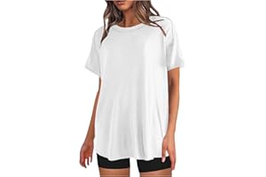 PBNBP Women's Oversized Tshirts Short Sleeve Dropped Shoulder Tee Summer Athletic Tops Basic Soft Workout Solid Color Shirts