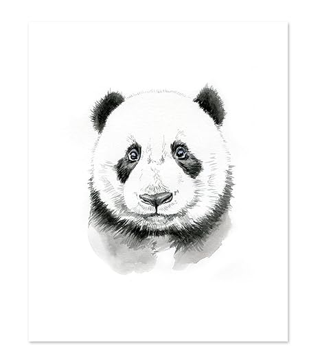 A13 Panda Poster Print Cute Baby Girl Boy Animal Panda Bear Watercolor Painting Portrait Face Wall Art Decor Picture Artwork Wild Safari
