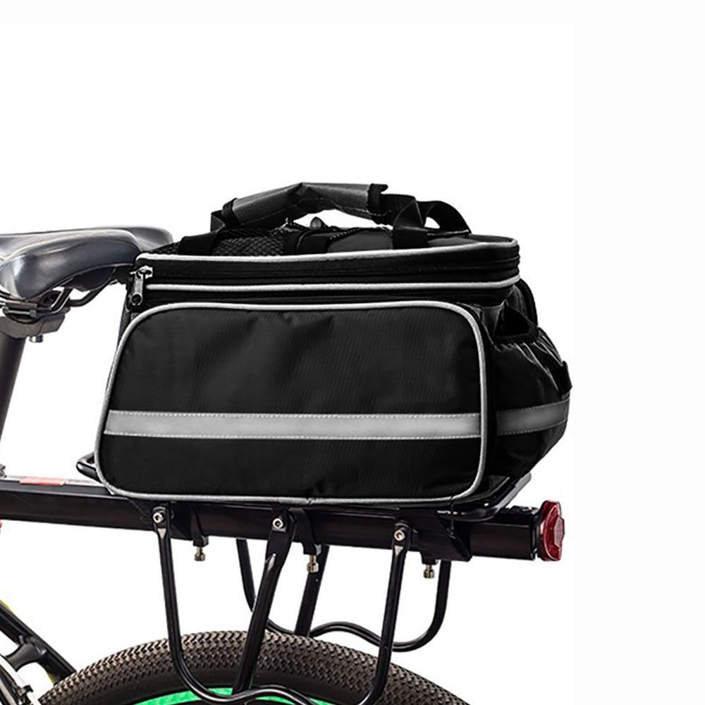 HSTYAIG Waterproof Bicycle Pannier, Portable Multi-function Large Capacity Bicycle Pack Bike Pannier Carrying Luggage Package Rack Panniers Rear Seat Trunk Bag with Rainproof Cover (Black)