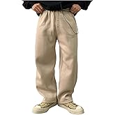 RoseSeek Men's Wide Leg Sweatpants Drawstring Waisted Athletic Pants Casual Pants