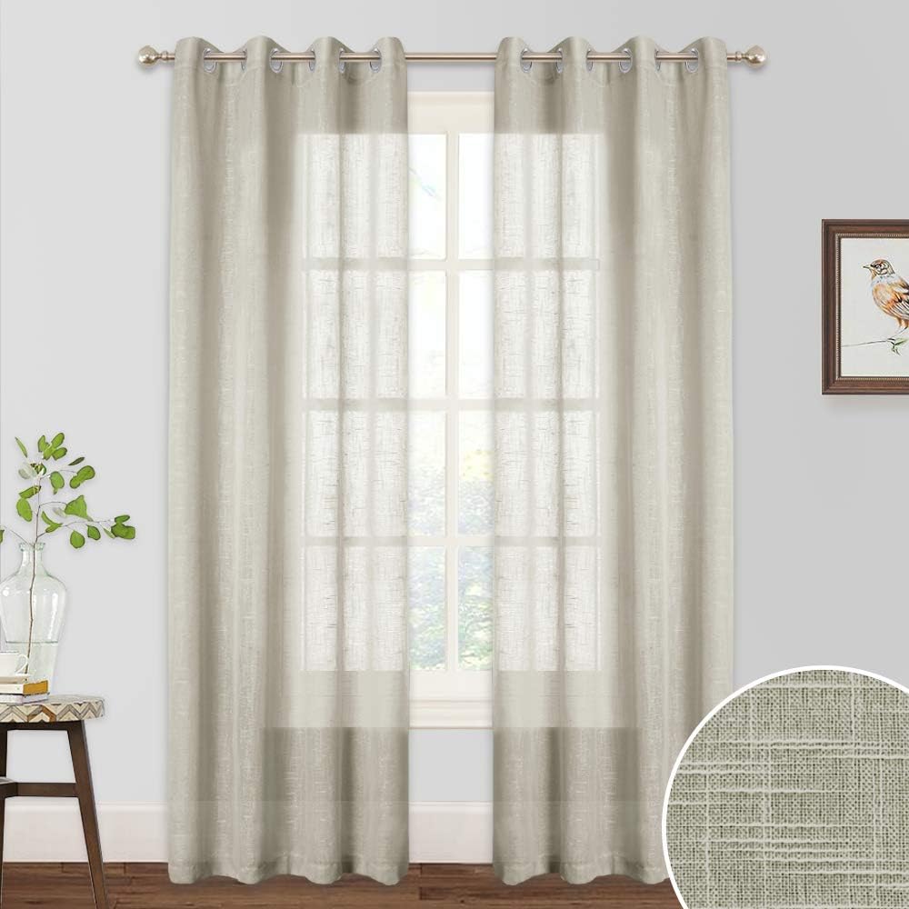 Amazon Com Ryb Home Curtains For Living Room Subtle Linen