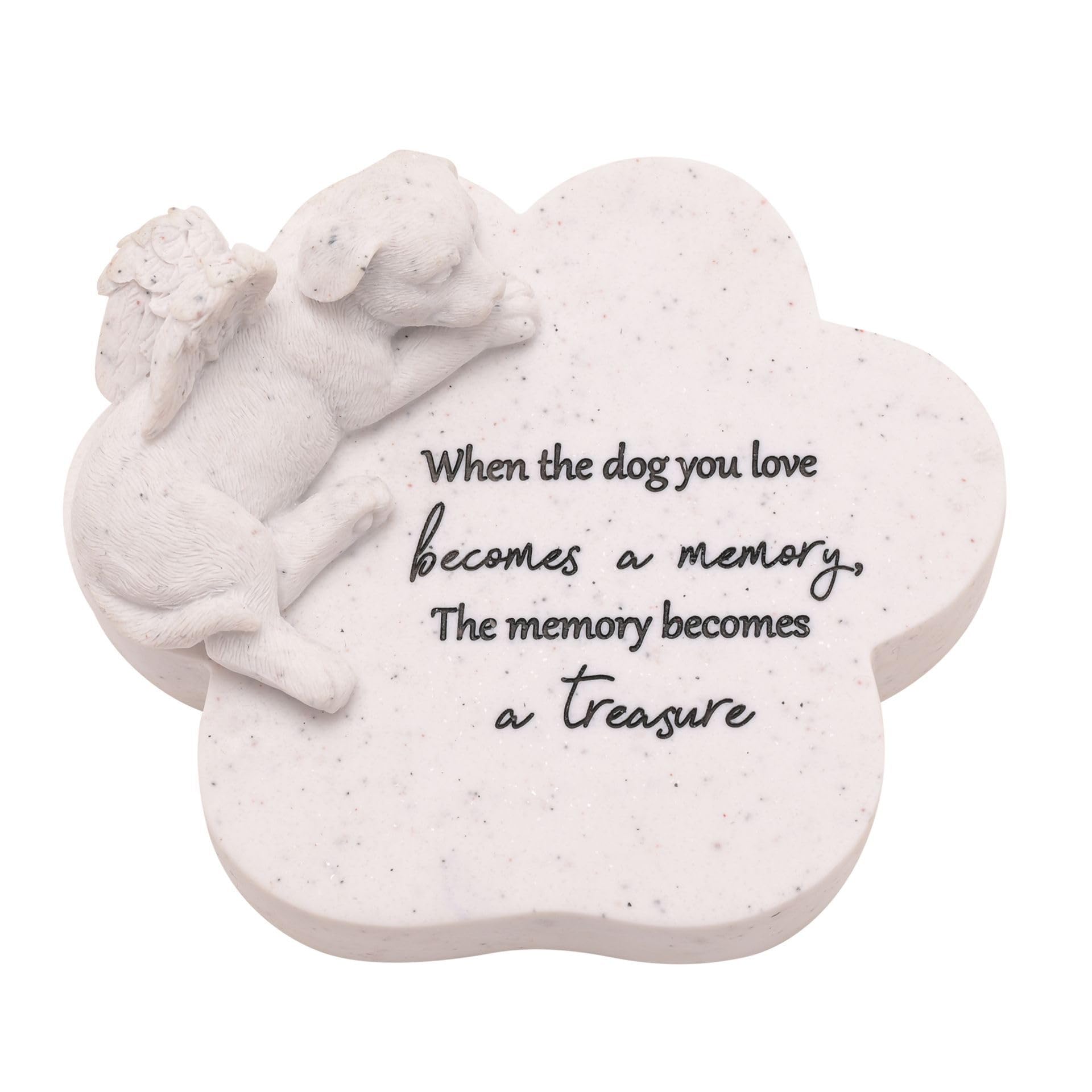 Widdop Thoughts Of You Polyresin Paw Shaped Dog Memorial Stone Plaque - Paw Print Plaque - Dog Pet Remembrance Tribute Bereavement Ornament